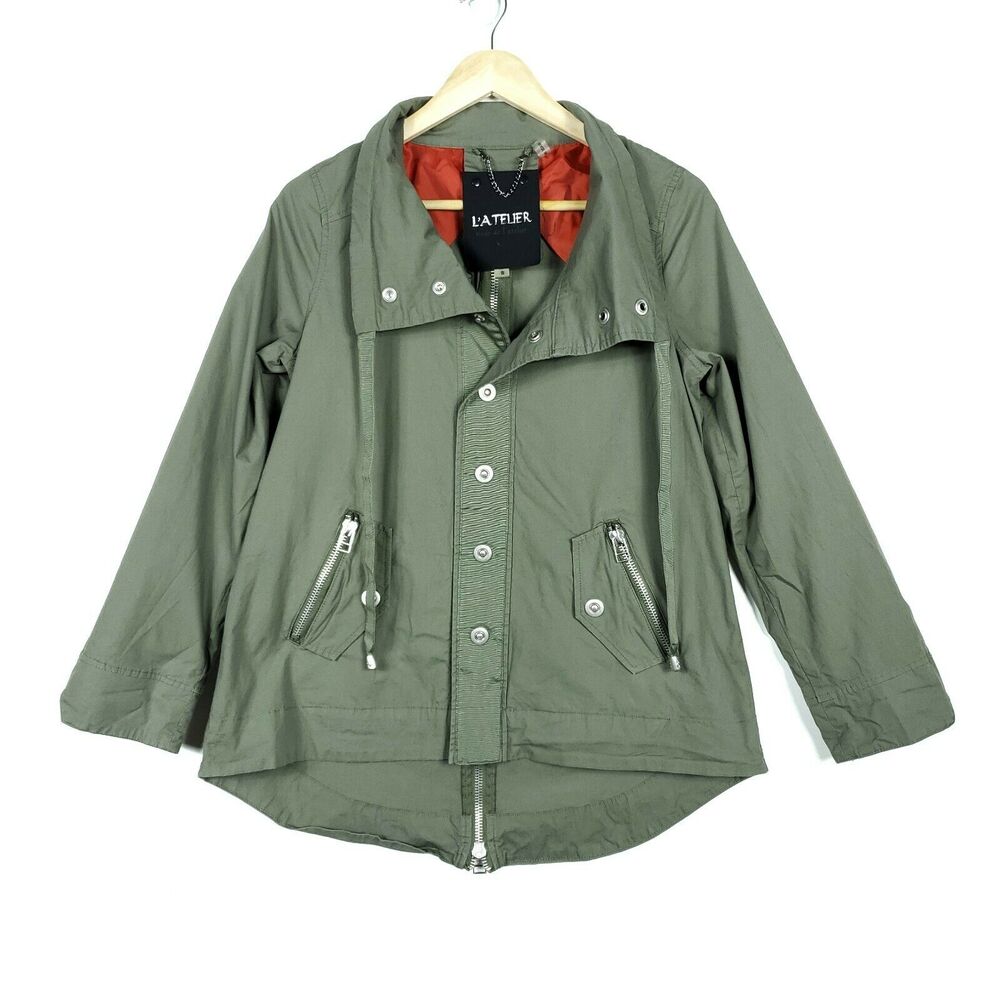L'Atelier Womens Jacket Small Green Flared Oversized Urbancore Edgy Utility